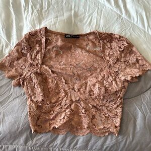 Zara TRF Lace Crop Top